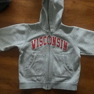 Wisconsin Kids Gray Zip-Up Hoodie